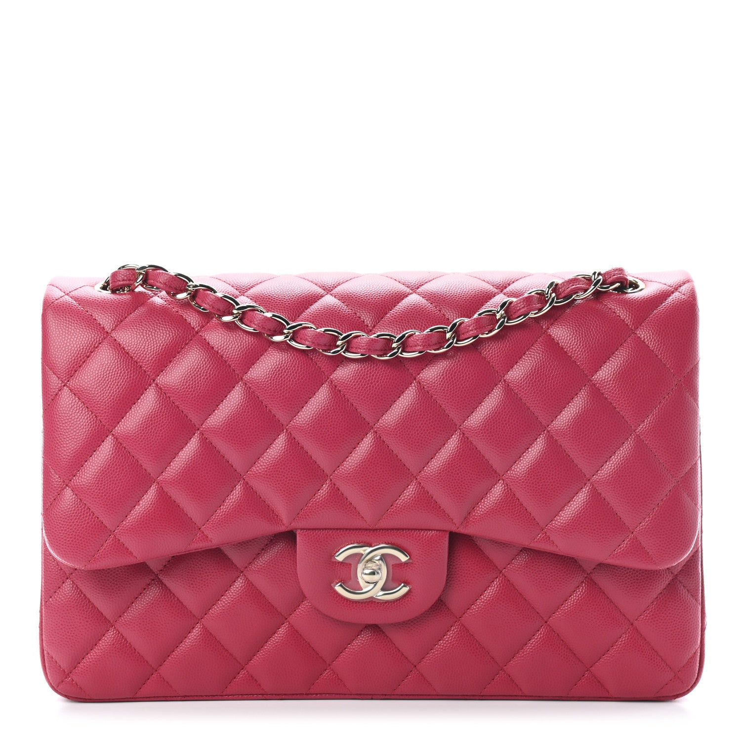 Chanel Caviar Quilted Jumbo Double Flap Dark Pink 1 of 9