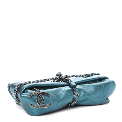 Chanel Metallic Calfskin Quilted Baluchon Turquoise 4 of 12