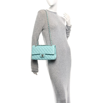 Chanel Lambskin Quilted Medium Double Flap Light Blue 2 of 12