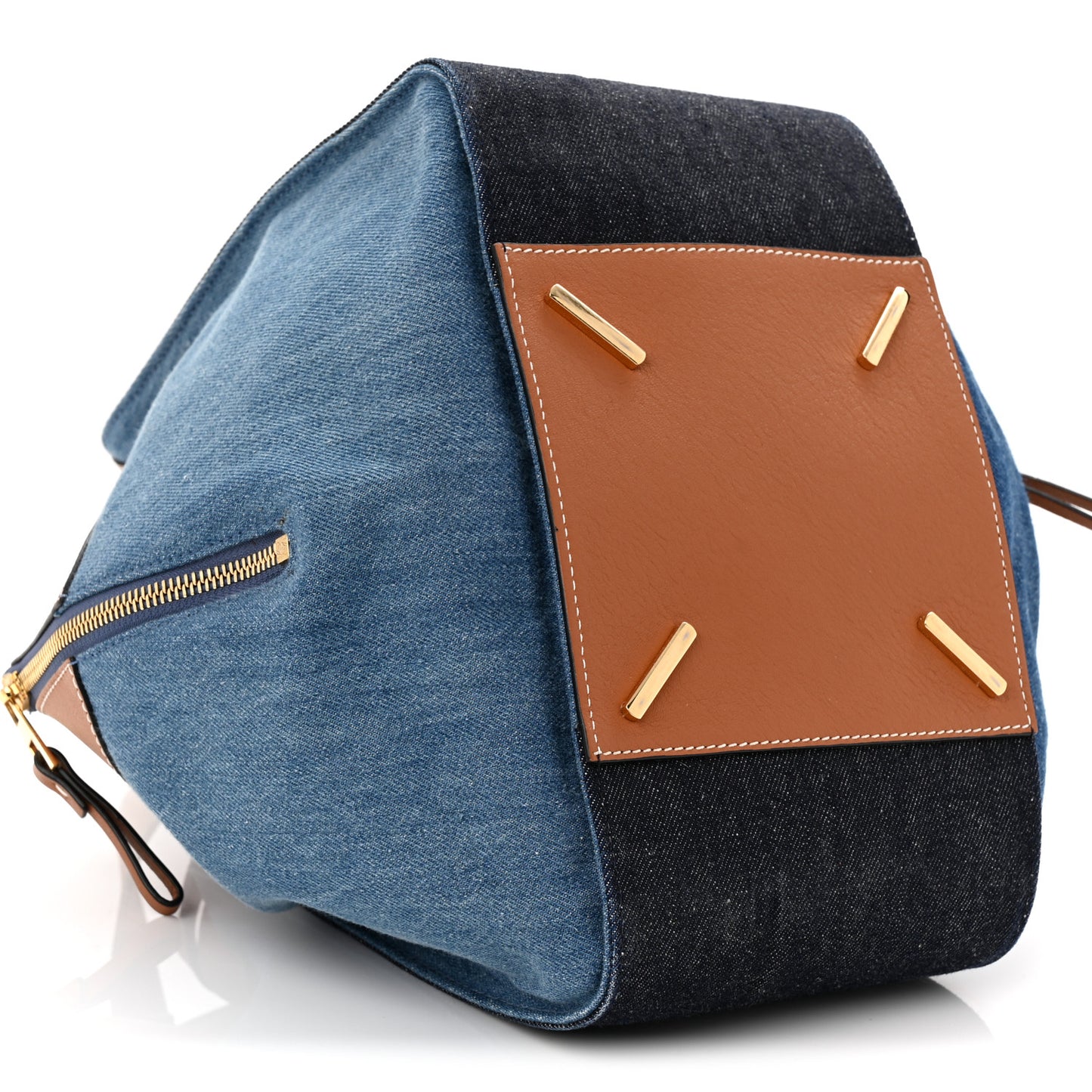 Calfskin Denim Small Hammock Shoulder Bag Blue Tan