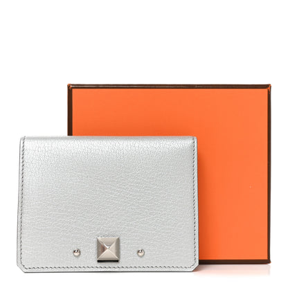 Hermes Metallic Chevre Chamkilight Medor Card Holder Argent 7 of 7