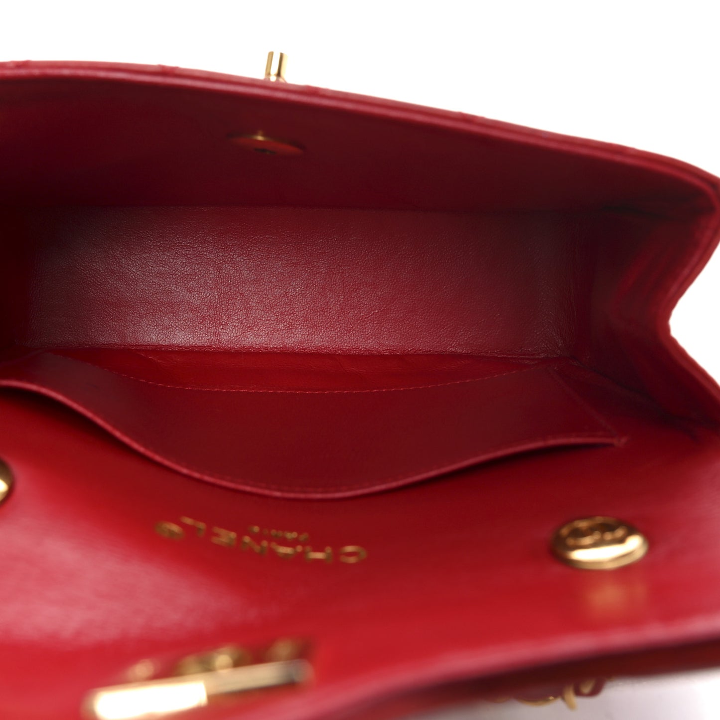 Lambskin Quilted Small Single Flap Red