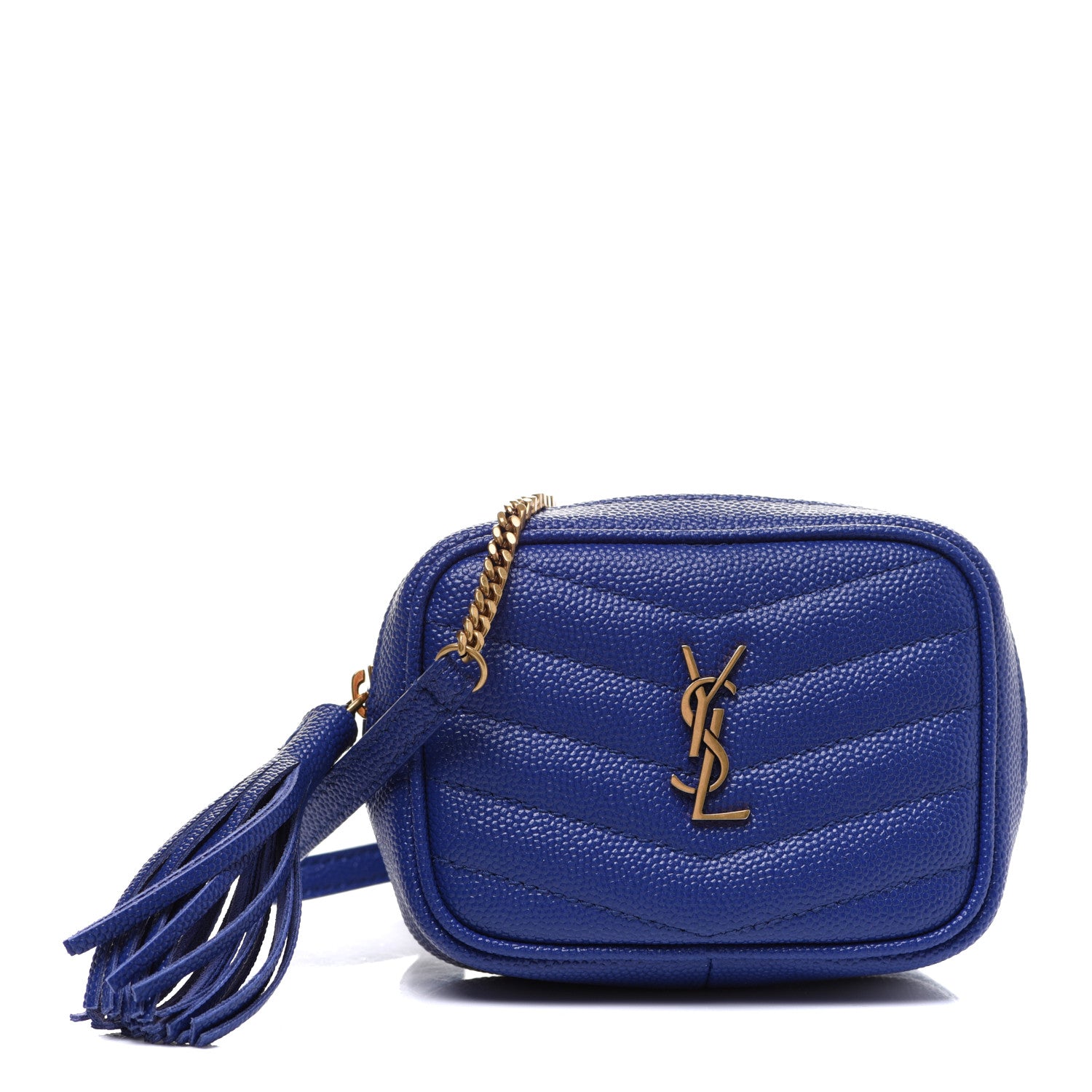 Saint Laurent Grain De Poudre Matelasse Monogram Baby Lou Camera Bag Sapphire Blue 1 of 10