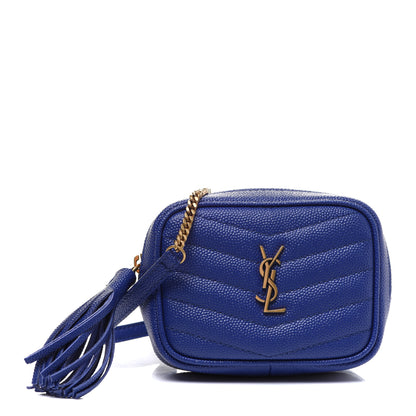 Saint Laurent Grain De Poudre Matelasse Monogram Baby Lou Camera Bag Sapphire Blue 1 of 10