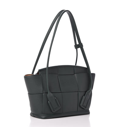 Bottega Veneta Grained Calfskin Maxi Intrecciato Small Arco Pine Green 3 of 8