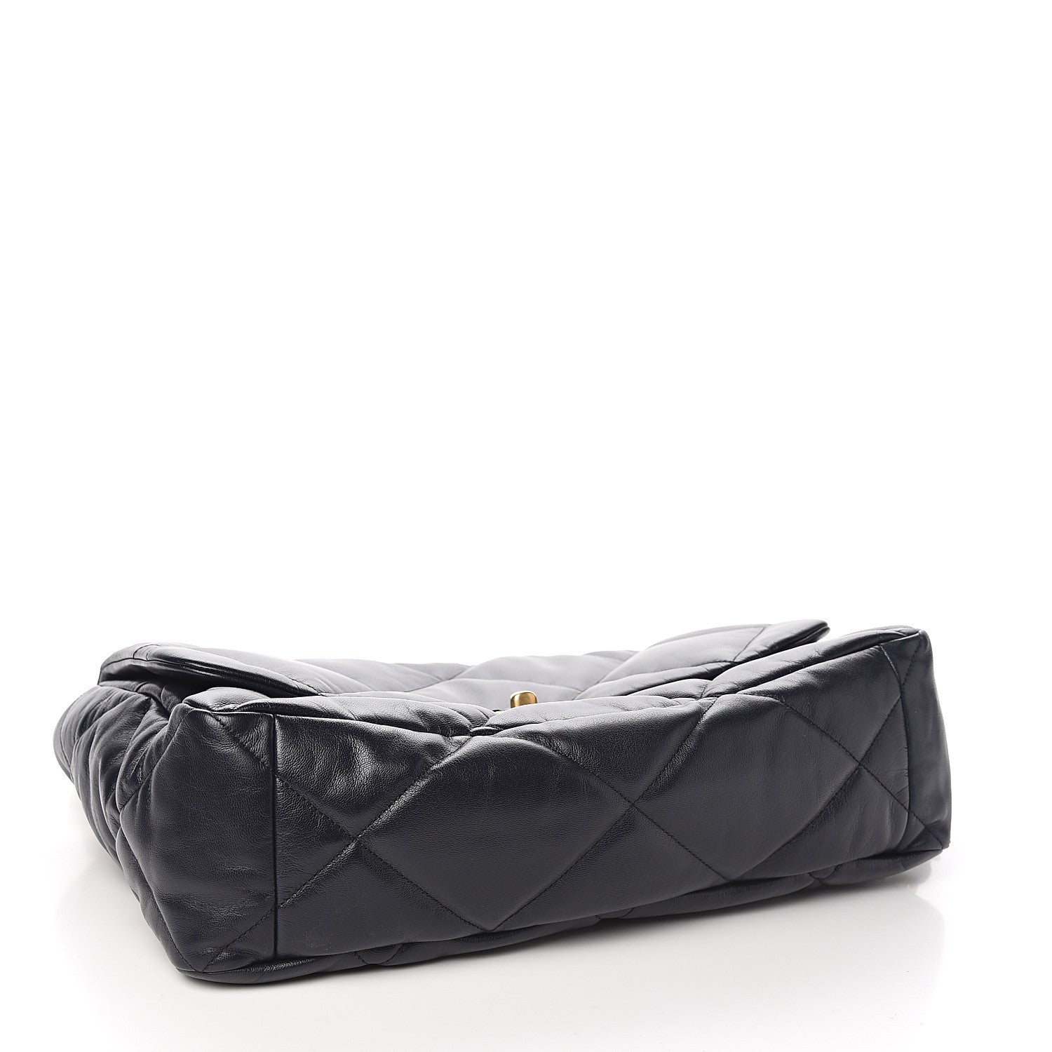 Chanel Shiny Goatskin Quilted Maxi 19 Flap Navy Blue 3 of 10