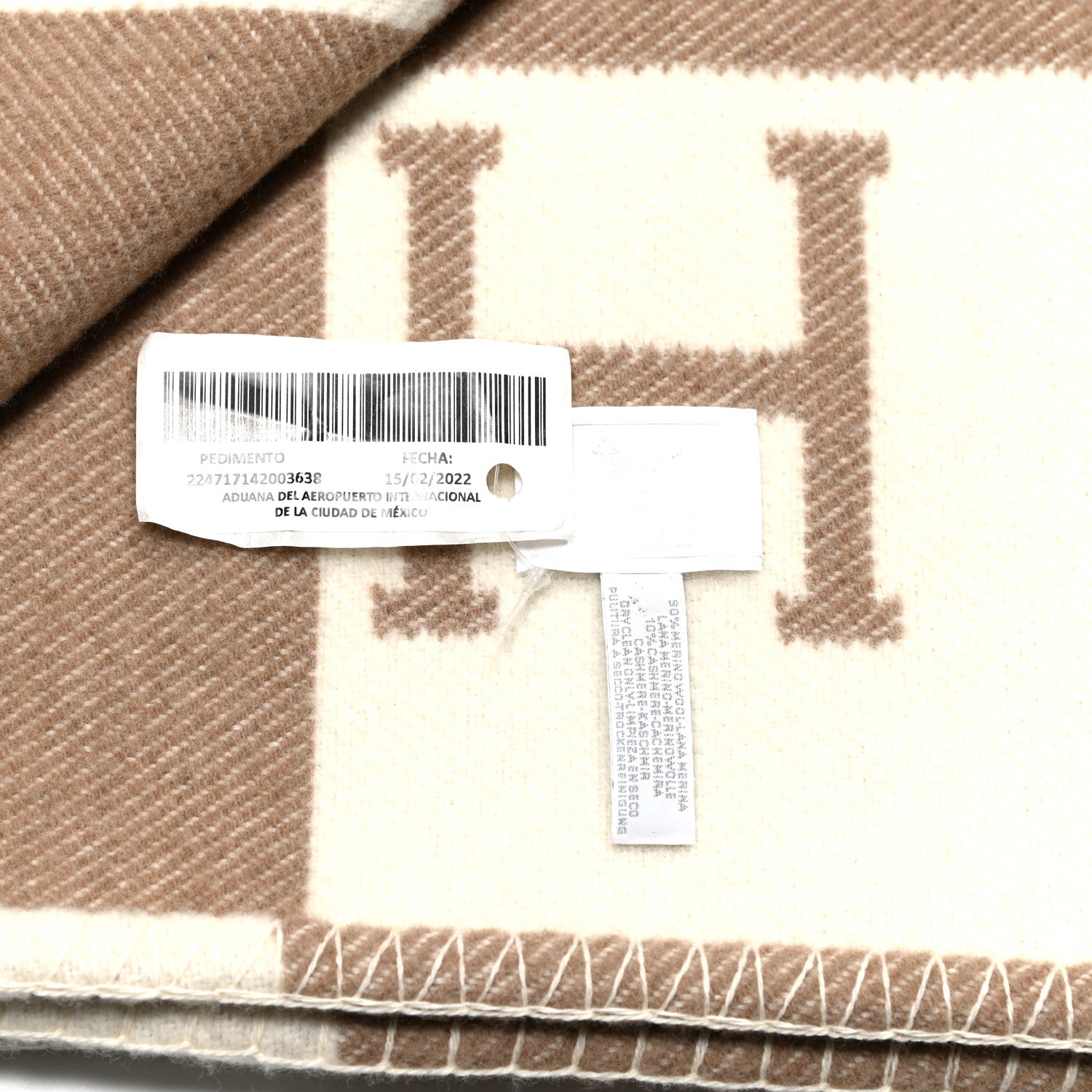 Hermes Wool Cashmere Avalon Baby Blanket Noisette Moyen White 3 of 3