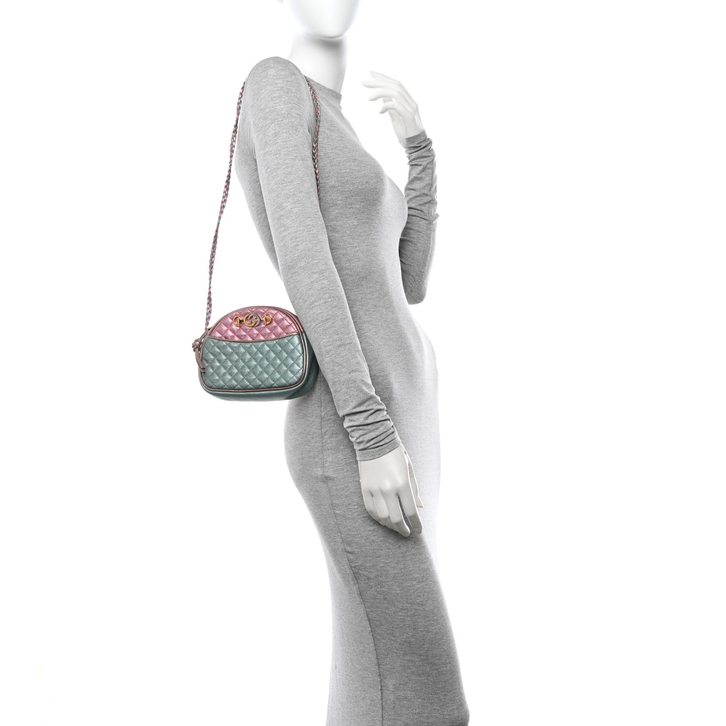 Laminated Nappa Trapuntata Mini Zumi Dome Shoulder Bag Rosa Lago Rame