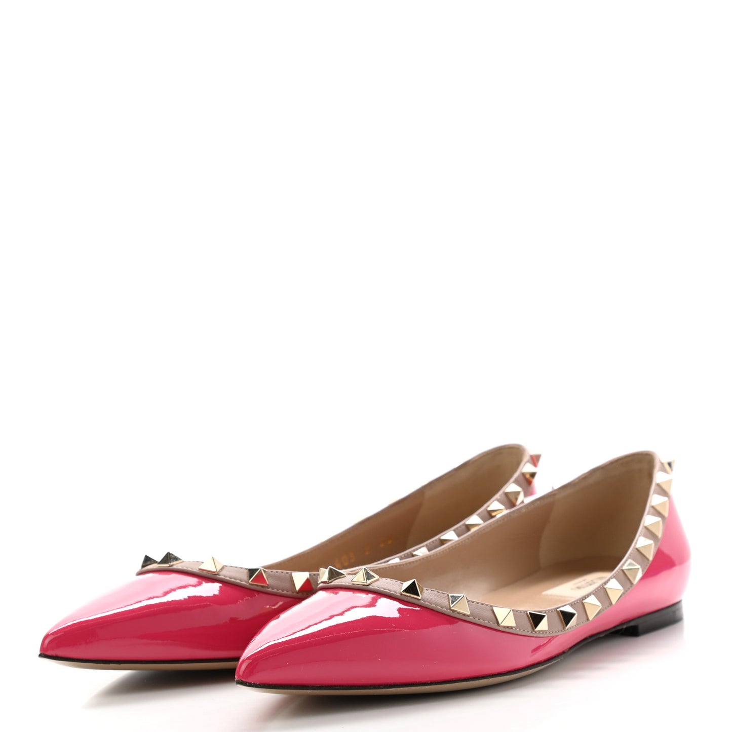 Patent Nappa Rockstud Ballerina Flats 38 Deep Fuxia Poudre
