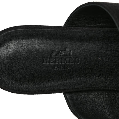 Hermes Suede Goatskin Avenue Sandals 39 Black 6 of 9