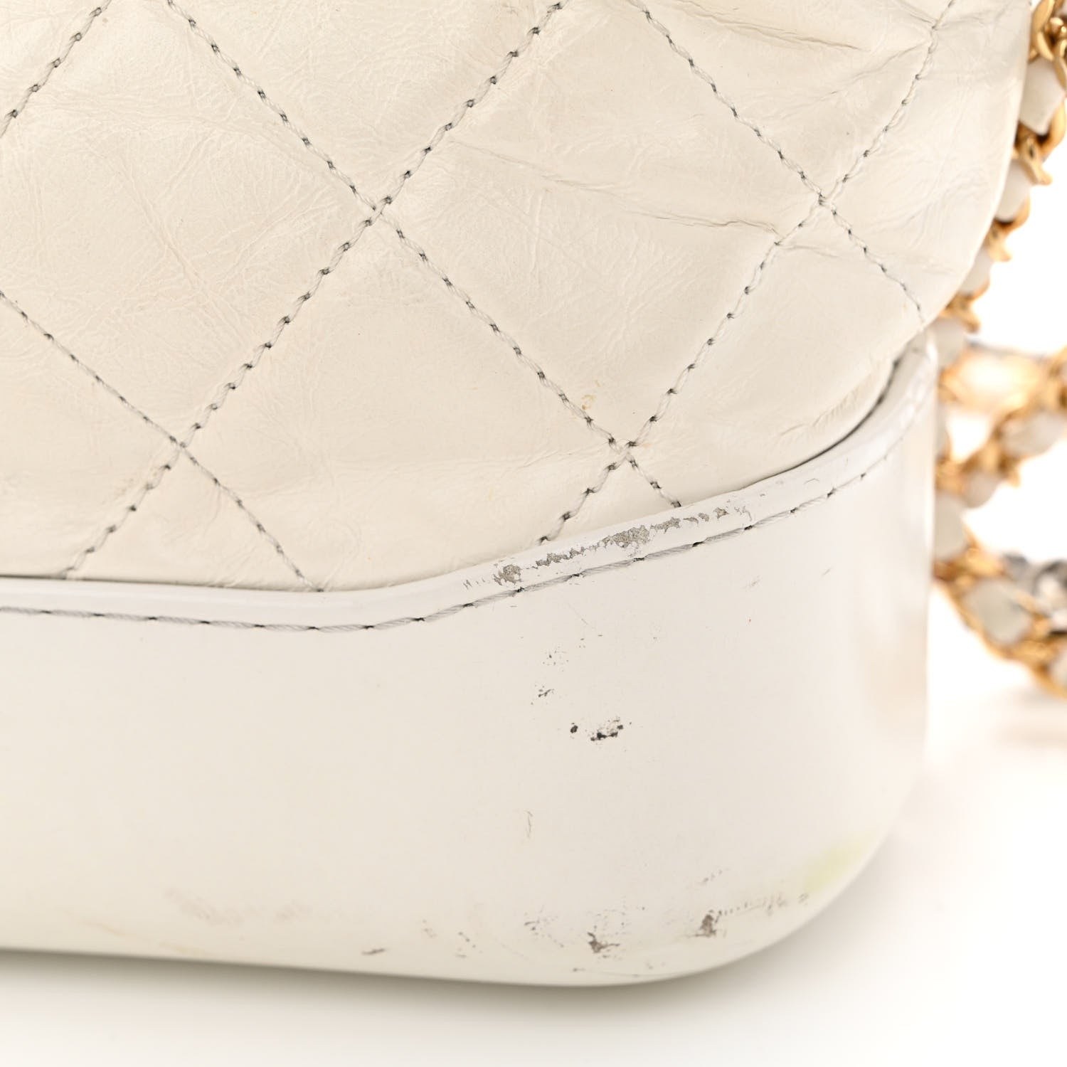 Chanel Aged Calfskin Quilted Small Gabrielle Hobo White 17 of 23