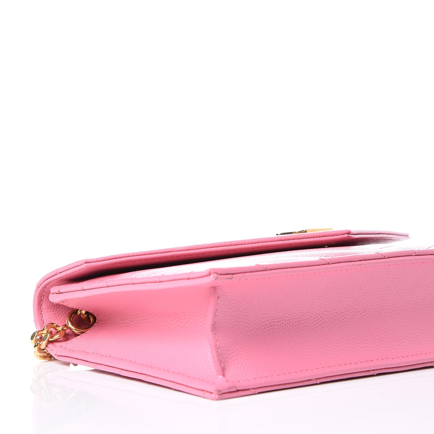 Grain De Poudre Matelasse Chevron Monogram Envelope Chain Wallet Indian Pink