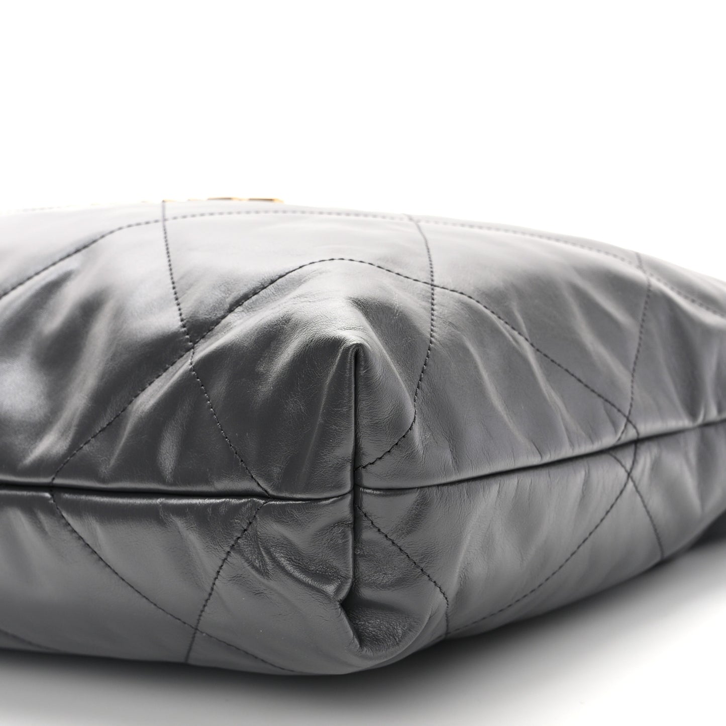 Shiny Calfskin Quilted Chanel 22 Dark Grey