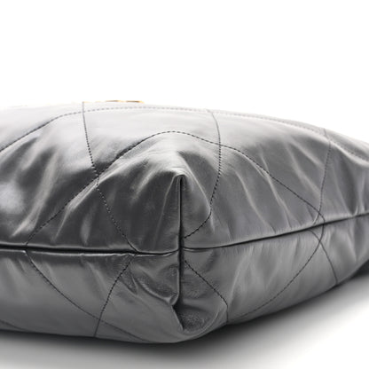 Chanel Shiny Calfskin Quilted Chanel 22 Dark Grey 10 of 10