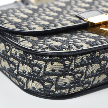 Christian Dior Oblique Flap Bag Navy Blue 9 of 10
