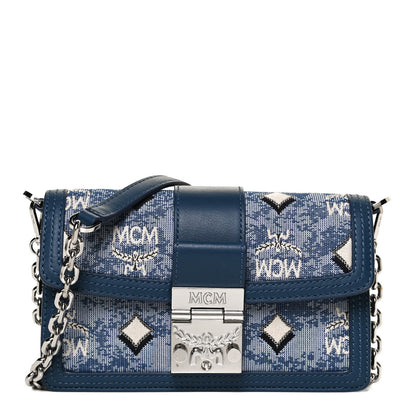 MCM Vintage Jacquard Monogram Mini Tracy Crossbody Blue 1 of 13