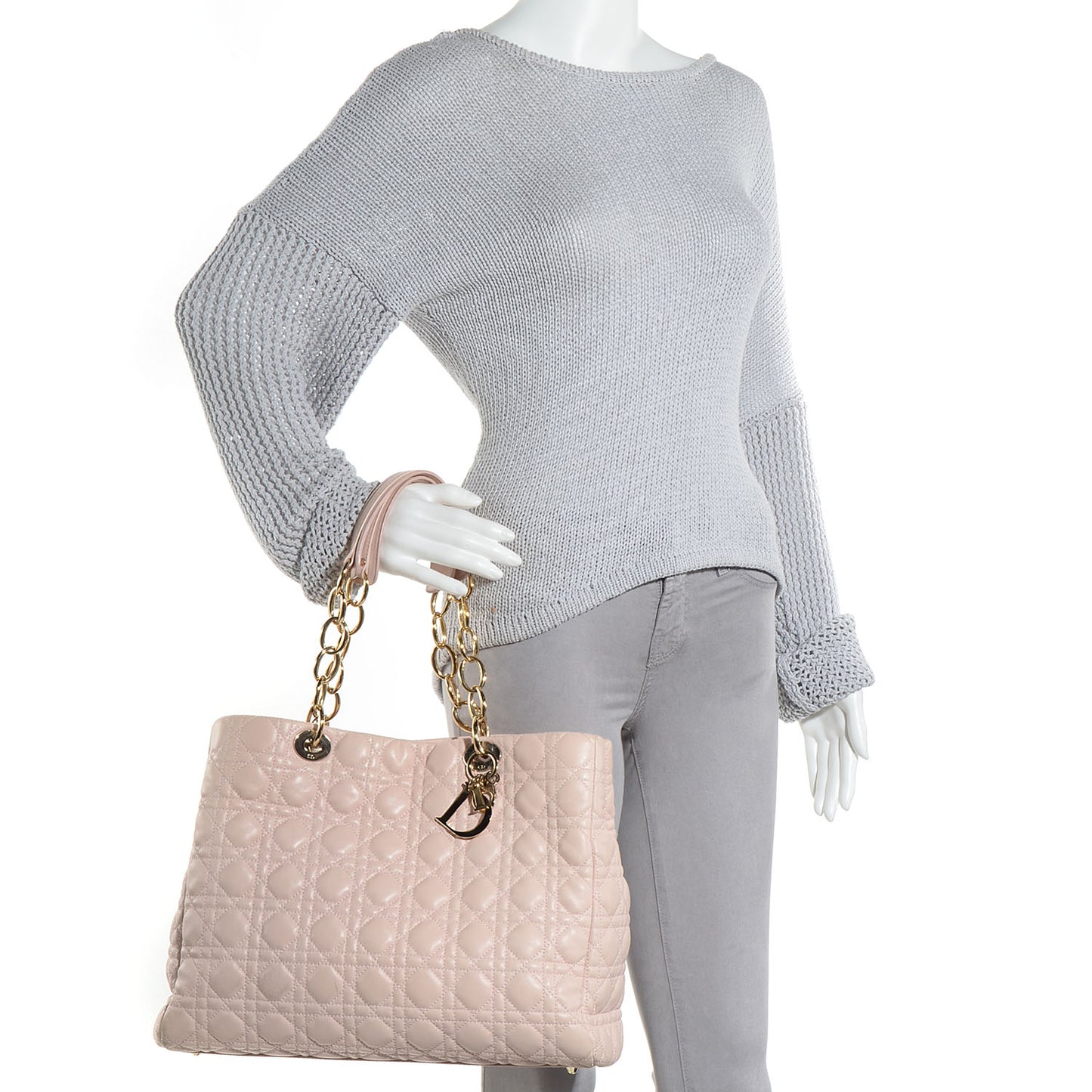 Lambskin Cannage Large Dior Soft Shopping Tote Light Pink
