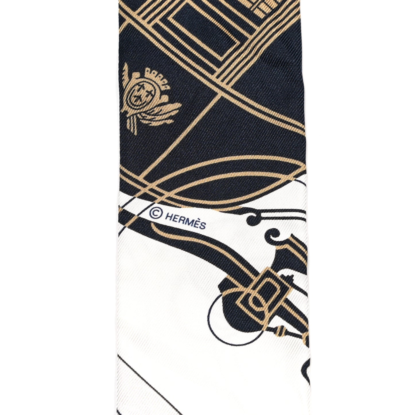 Silk Ex-Libris Twilly White Marine Gris