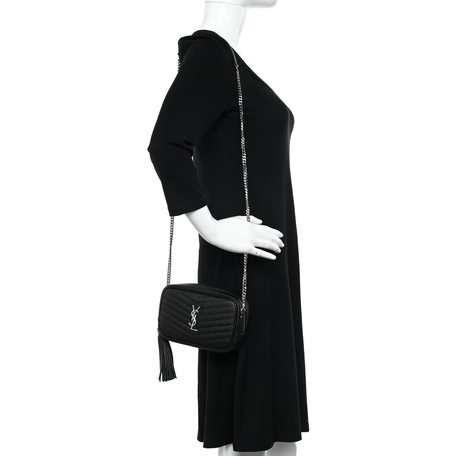 Saint Laurent Grain De Poudre Matelasse Monogram Mini Lou Camera Bag Black 2 of 11