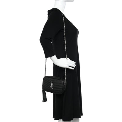 Saint Laurent Grain De Poudre Matelasse Monogram Mini Lou Camera Bag Black 2 of 11