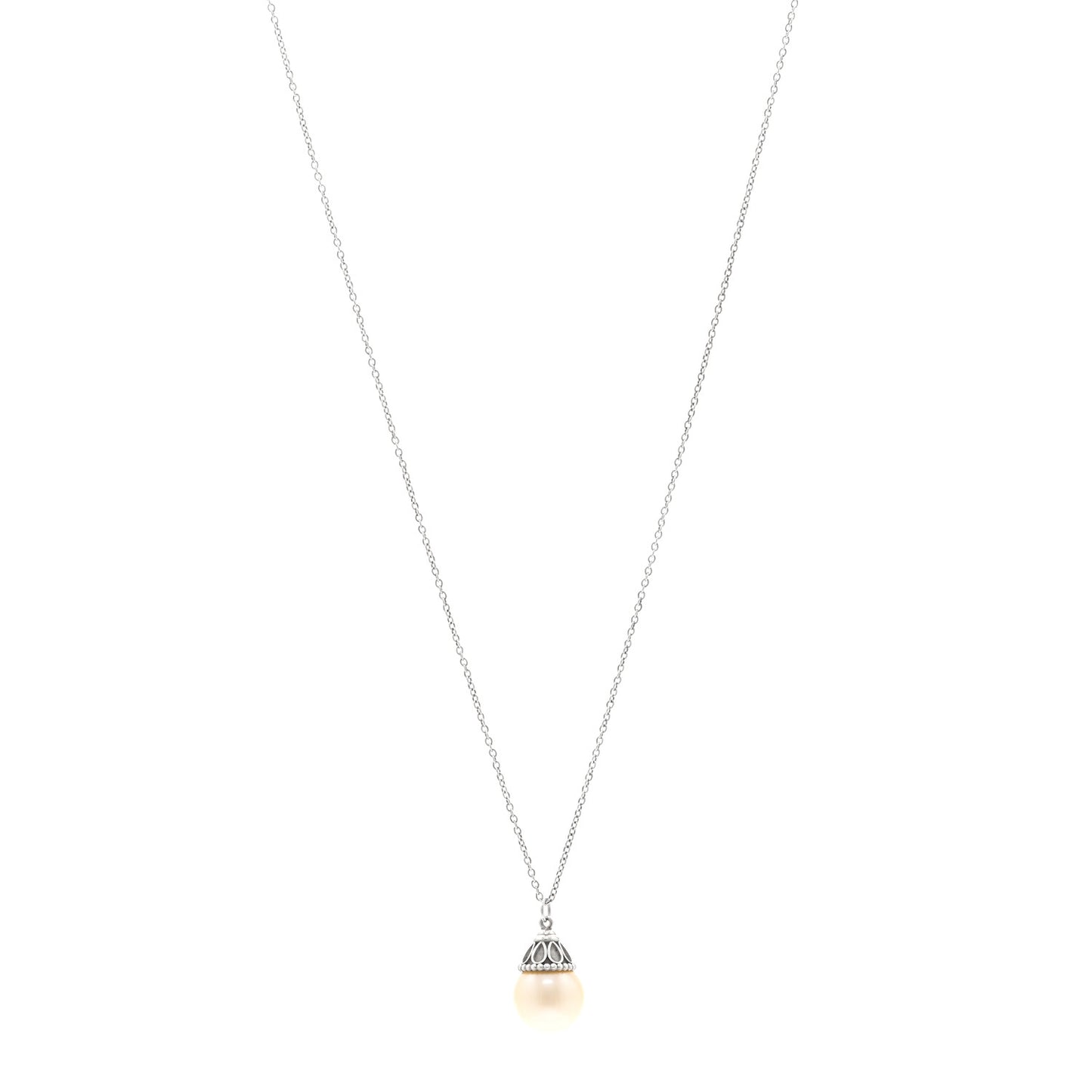 Sterling Silver Freshwater Cultured Pearl Ziegfeld Drop Pendant Necklace