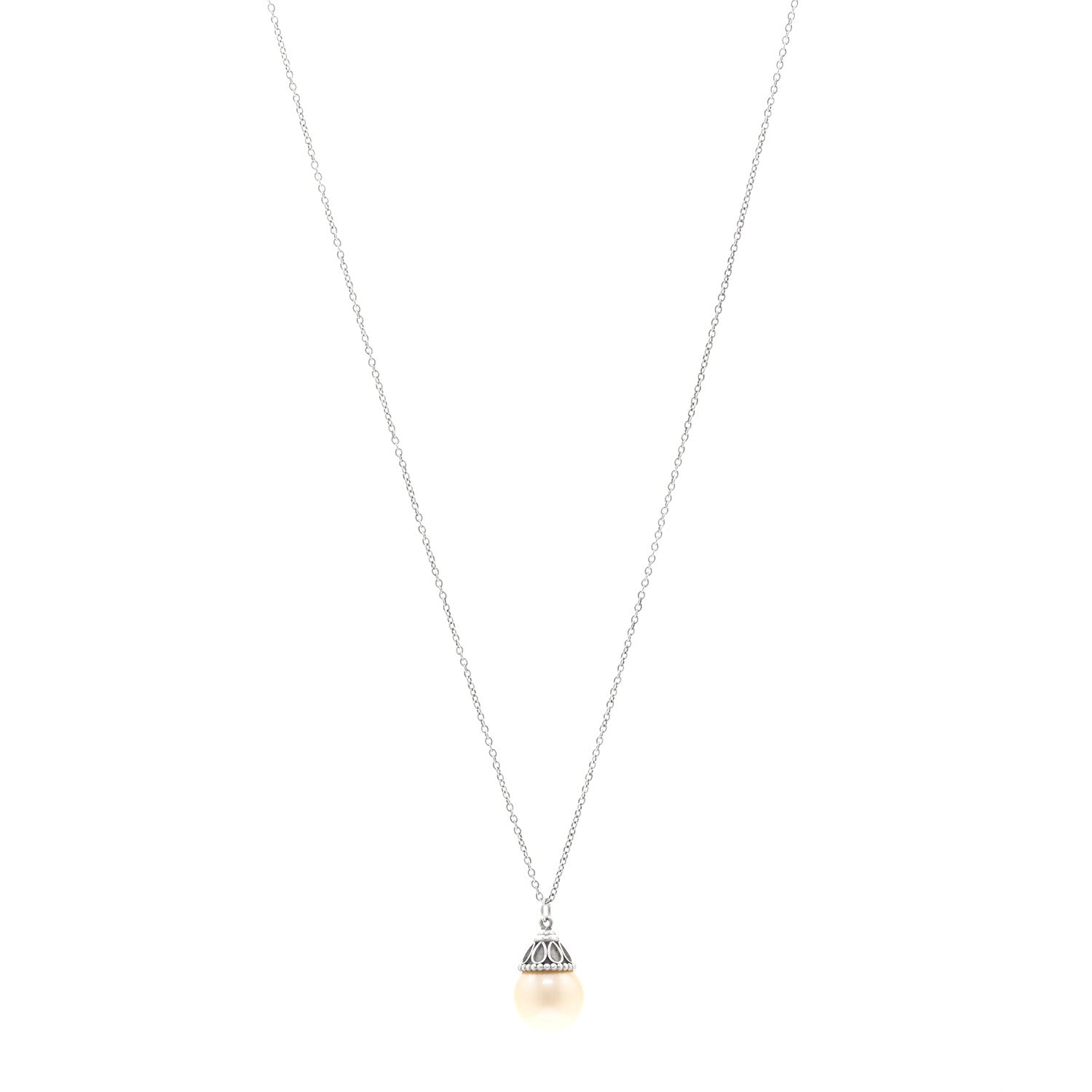 Tiffany Sterling Silver Freshwater Cultured Pearl Ziegfeld Drop Pendant Necklace 1 of 5