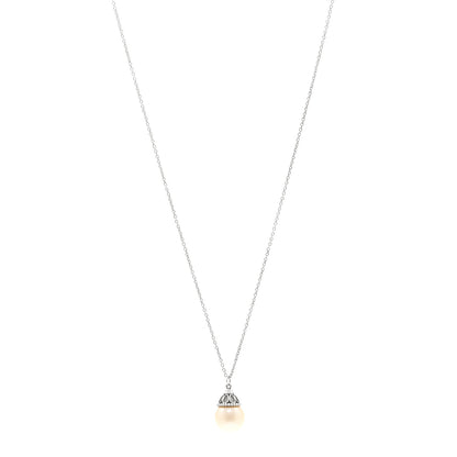 Tiffany Sterling Silver Freshwater Cultured Pearl Ziegfeld Drop Pendant Necklace 1 of 5