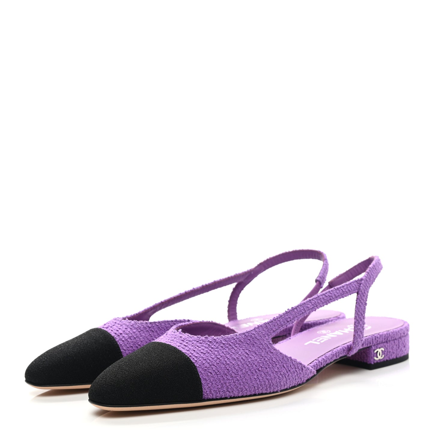 Fabric Cap Toe CC Slingback Flats 39.5 Purple