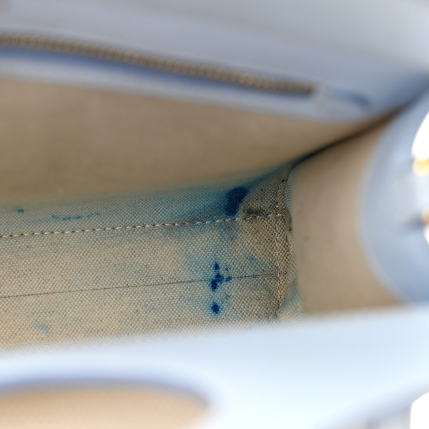Canvas Smooth Calfskin Two Tone Mini Pocket Bag Natural Pale Blue