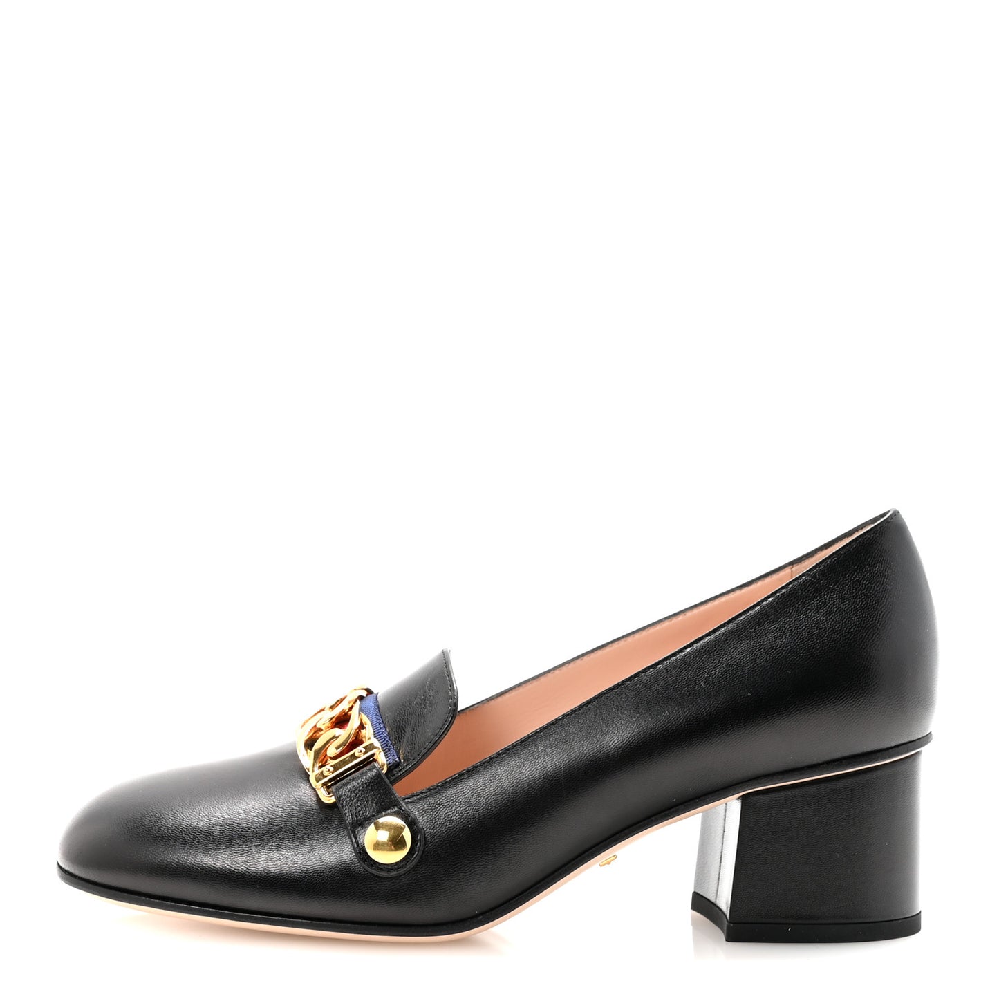 Malaga Kid Sylvie Web Chain Mid Heel Loafers 36.5 Black