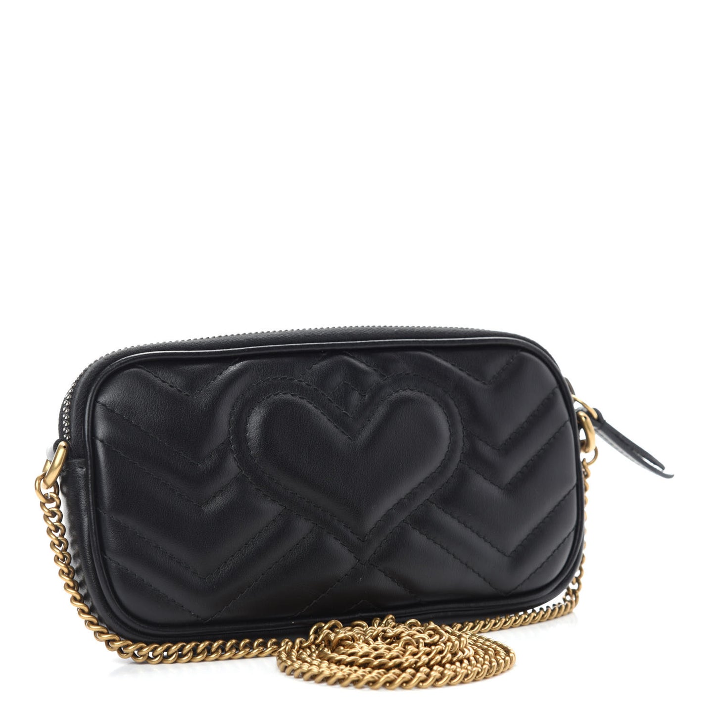 Calfskin Matelasse Mini GG Marmont Chain Crossbody Bag Black