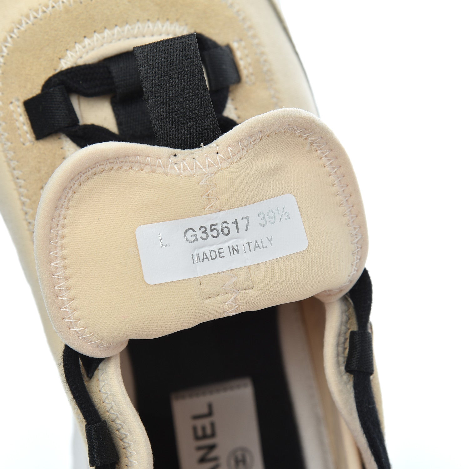 Chanel Velvet Calfskin Mixed Fibers CC Sneakers 39.5 Beige 8 of 15