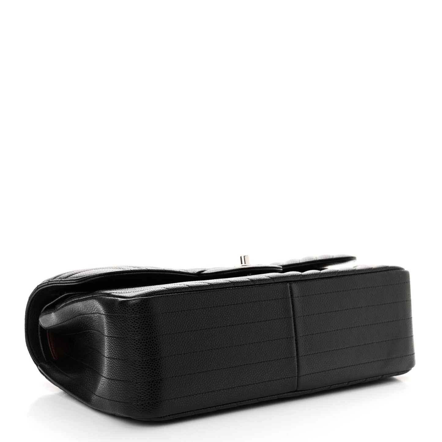 Caviar Chevron Quilted Jumbo Double Flap Black