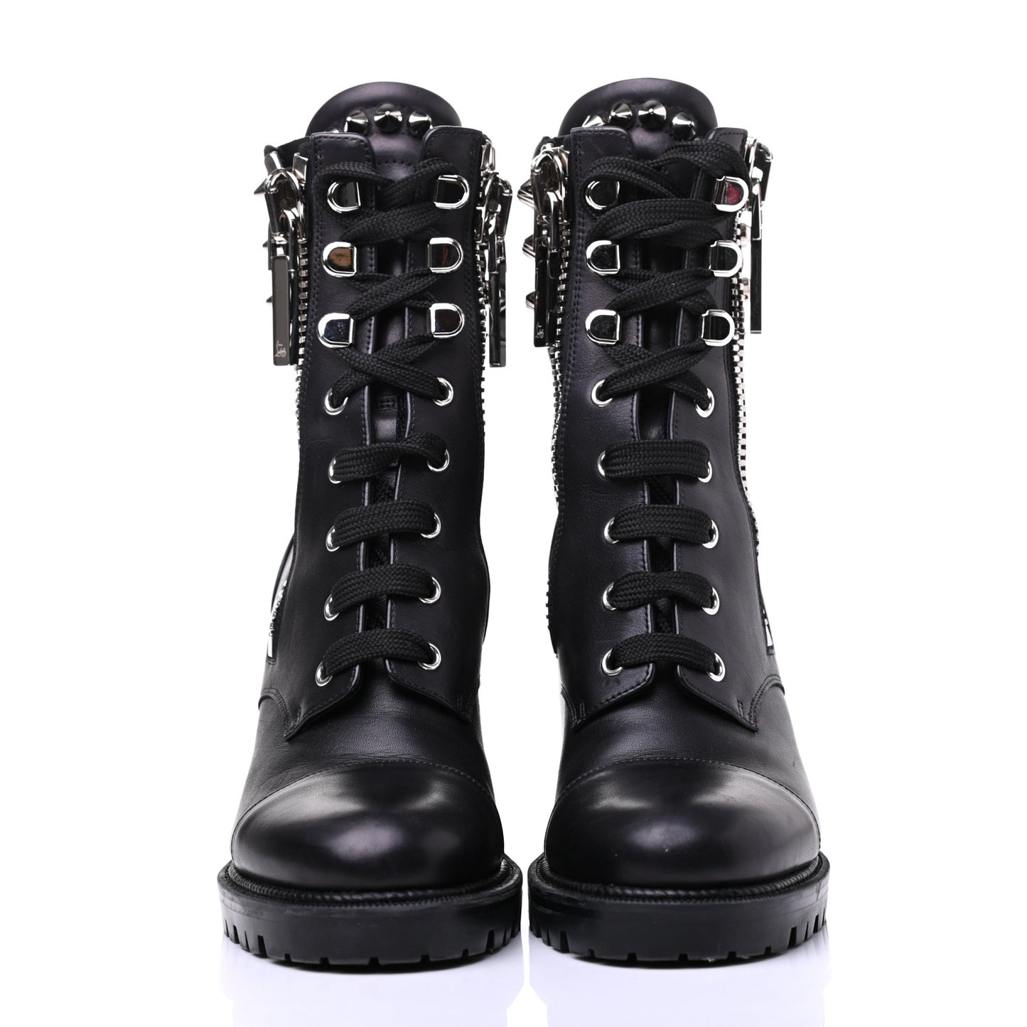 Calfskin Winter Spikes 70 Combat Boots 36 Black