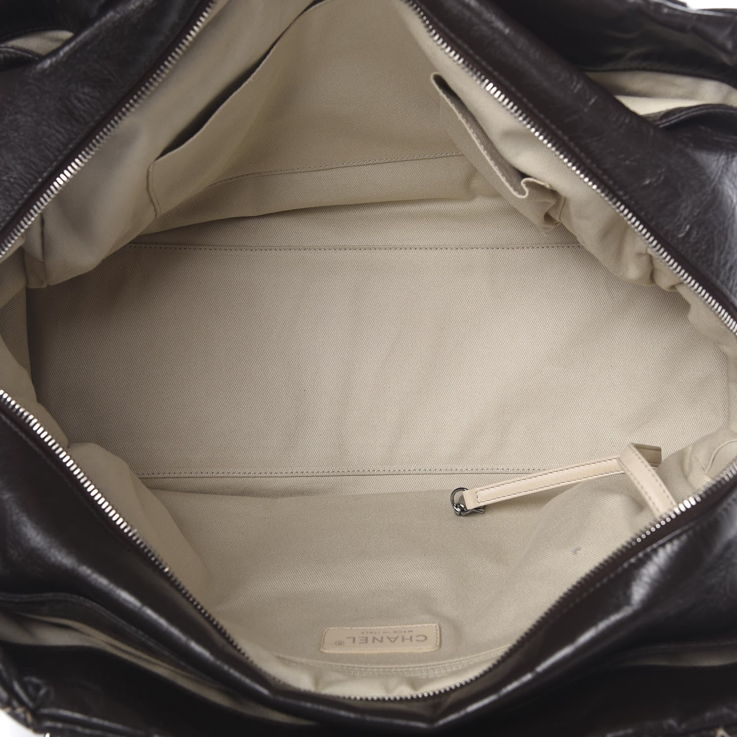 Chanel Glazed Goatskin Double Contrast Stitch Large Tote Brown 6 of 14