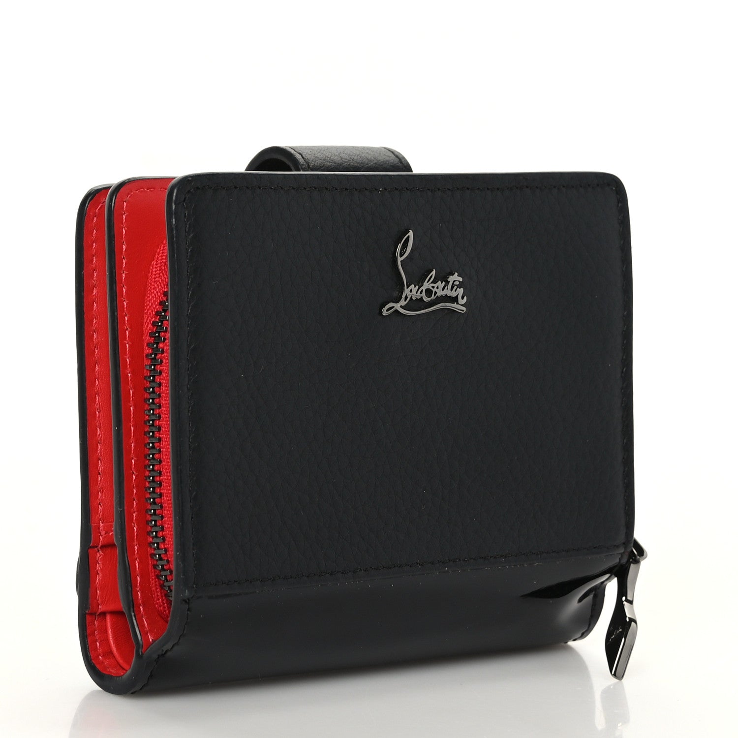 Christian Louboutin Calfskin Patent Mini Paloma Wallet Black 3 of 7