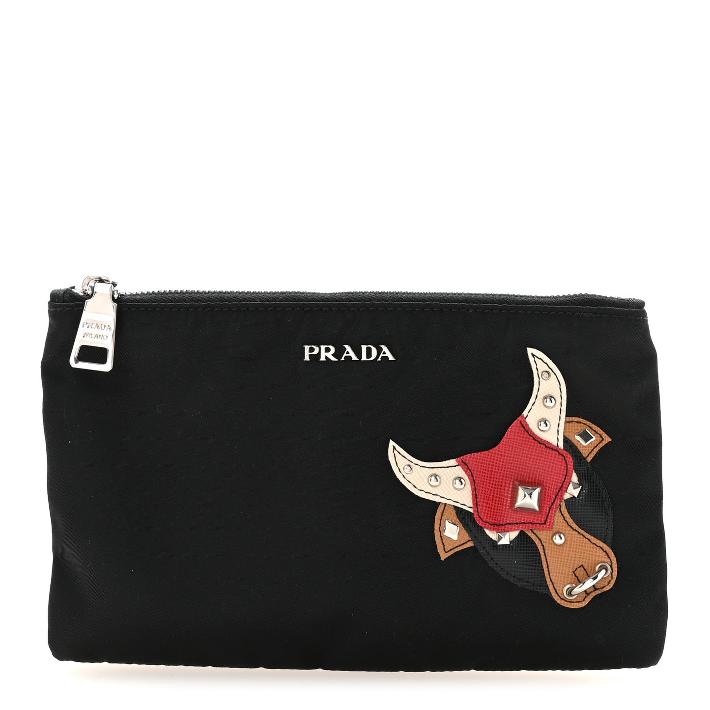 Tessuto Nylon Saffiano Taurus Zip Pouch Black