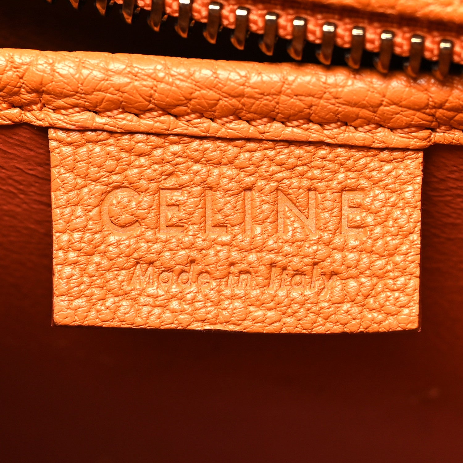 Celine Drummed Calfskin Nano Luggage Bright Orange 6 of 12