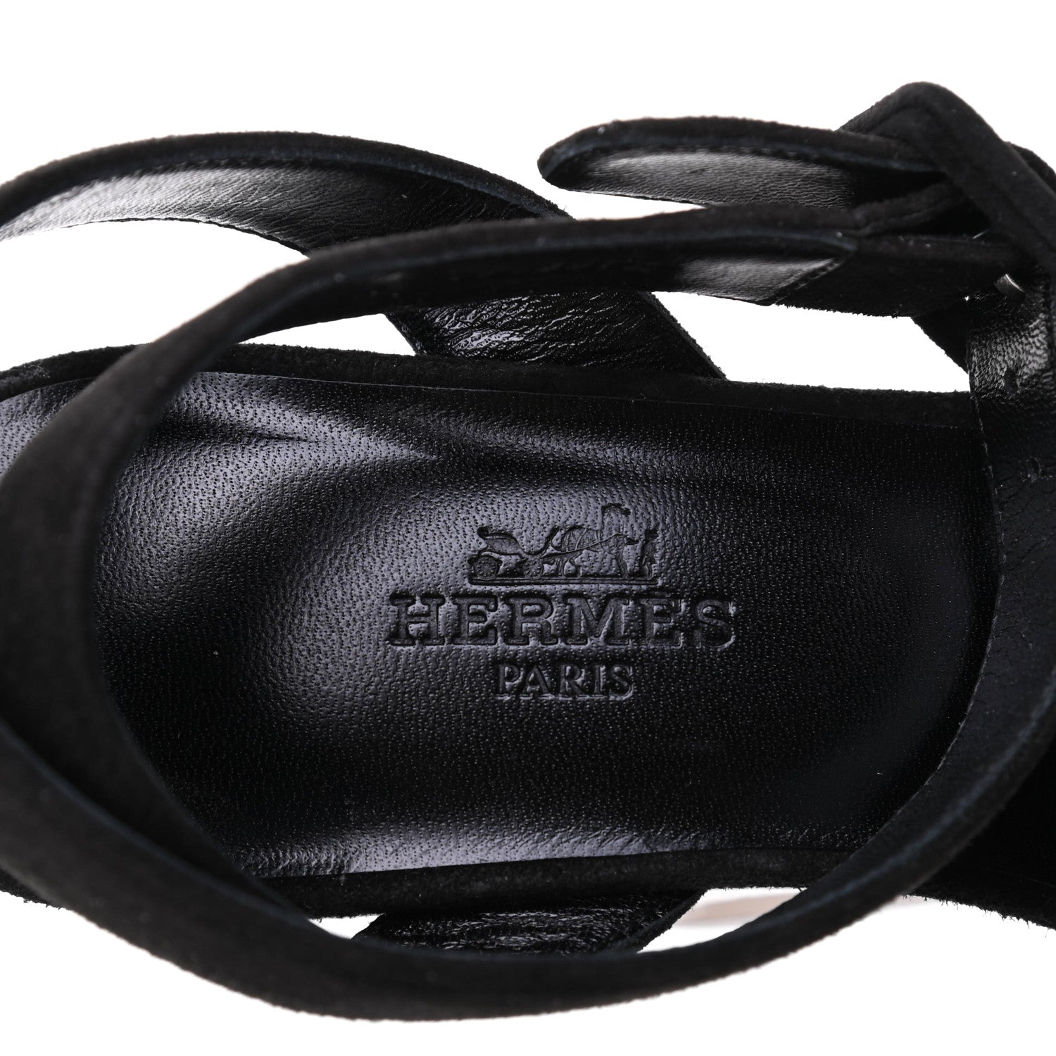 Hermes Suede Goatskin Tendresse Wedge Sandals 36 Black 7 of 9