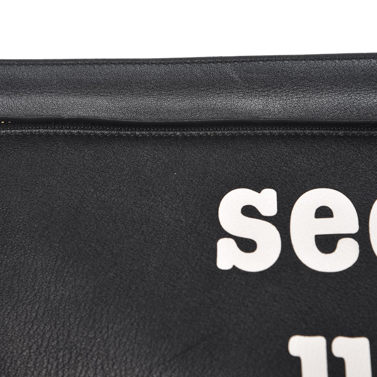 Calfskin See U Later T Pouch Bag Black White