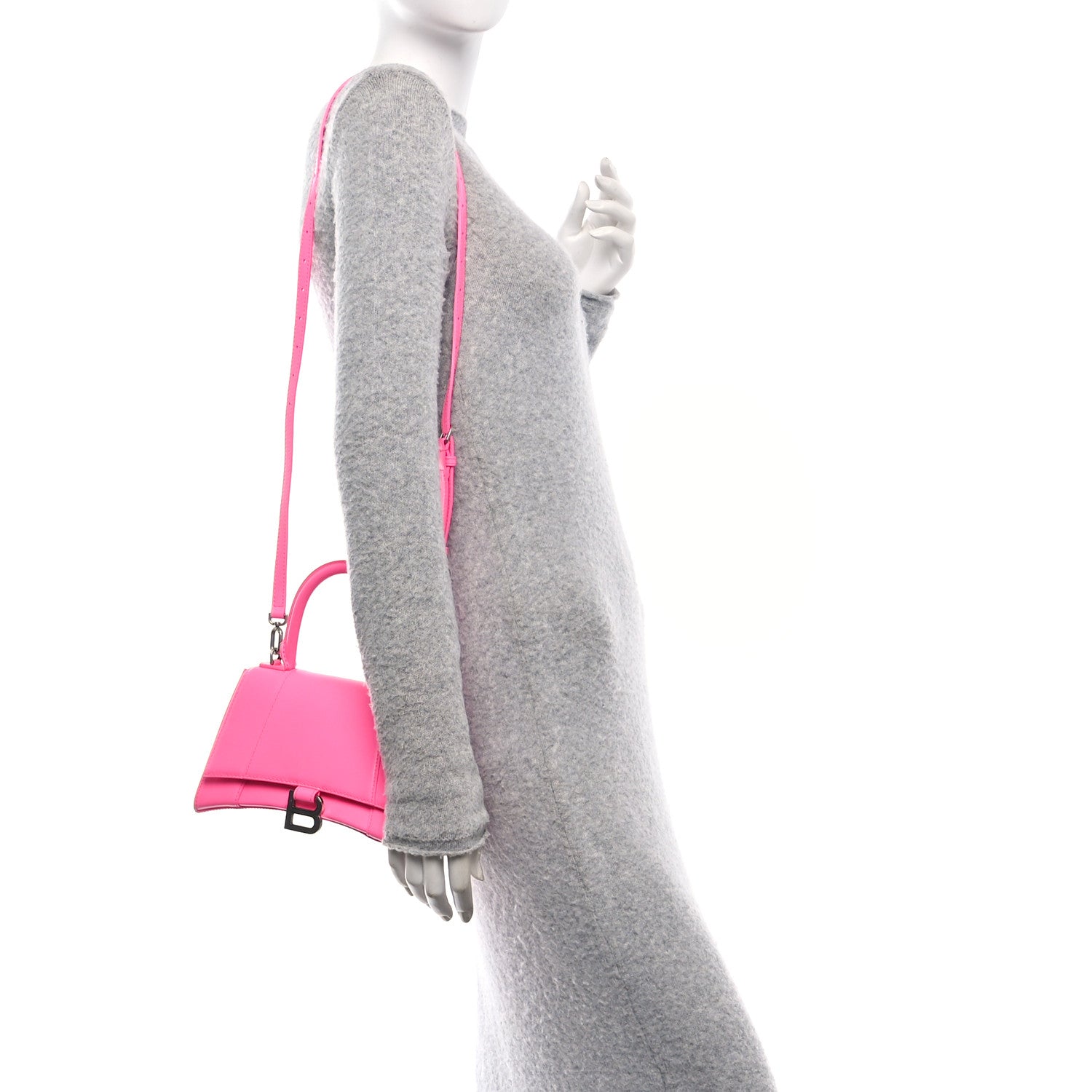 Balenciaga Shiny Box Calfskin Small Hourglass Top Handle Bag Acid Fuchsia 2 of 13