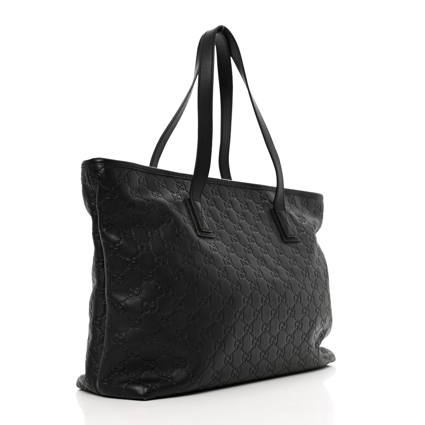 Guccissima Medium Zippered Shopping Tote Black