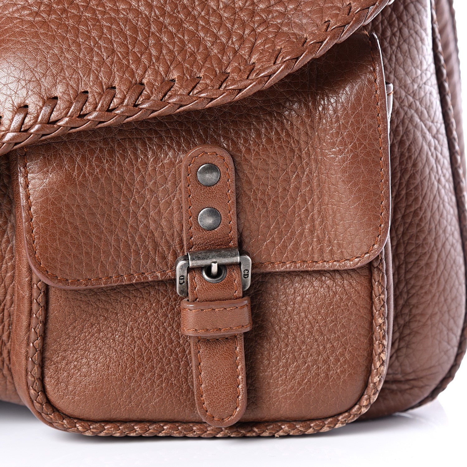 Christian Dior Calfskin Braided Gaucho Double Saddle Bag Brown 11 of 15