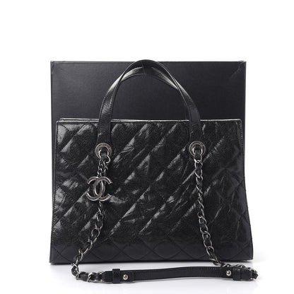 Chanel Crumpled Grained Calfskin Quilted CC Crave Tote Black 14 of 14