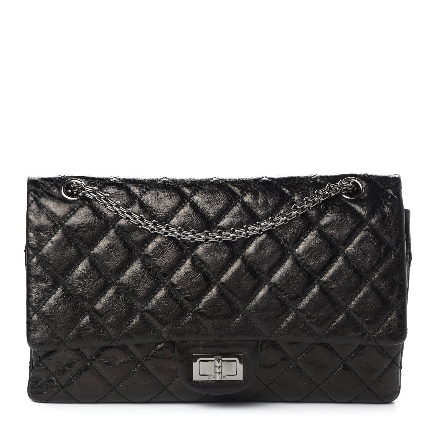 Chanel Glazed Aged Calfskin Quilted 2.55 Reissue 227 Flap Black 1 of 11