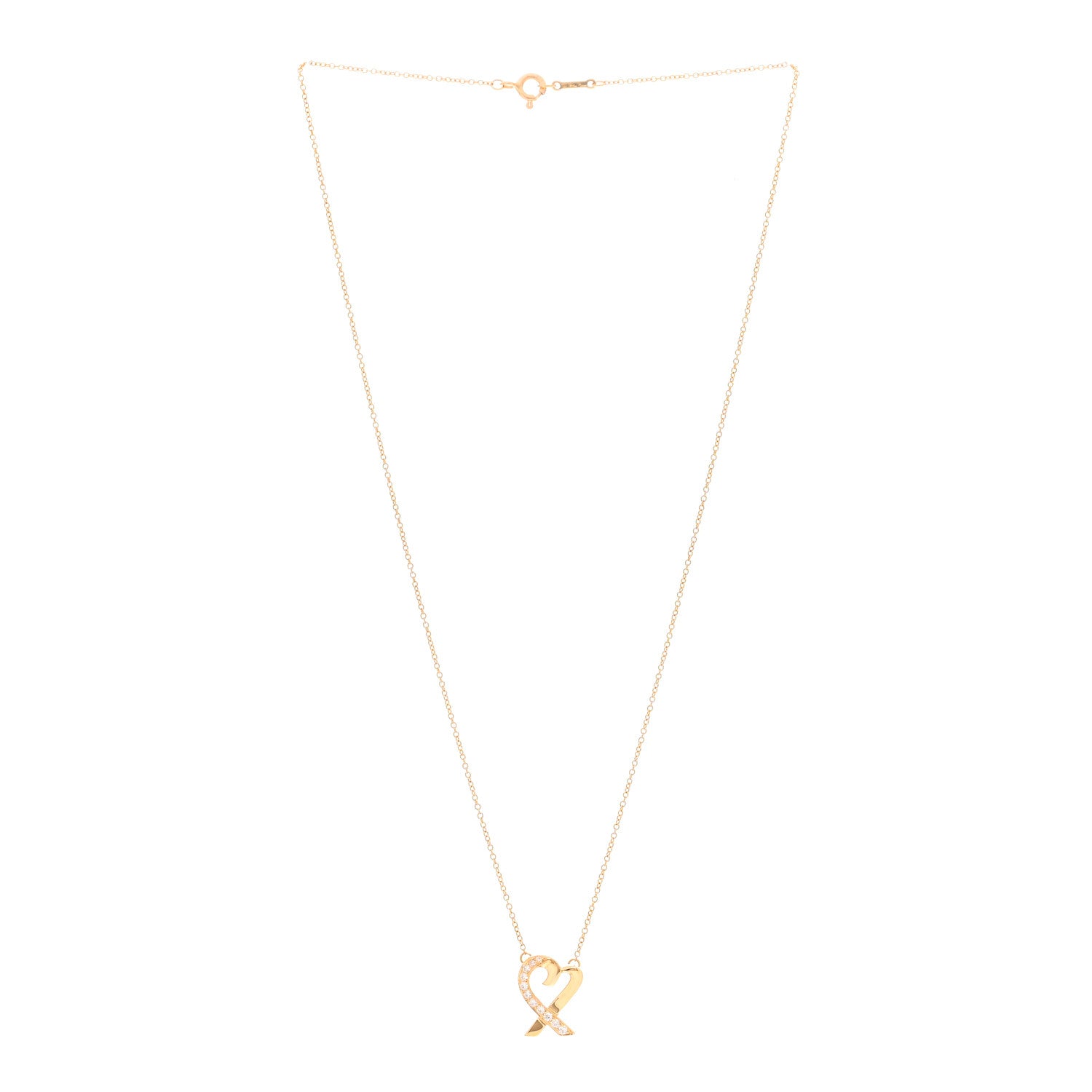 Tiffany 18K Yellow Gold Diamond Small Paloma Picasso Loving Heart Pendant Necklace 3 of 4