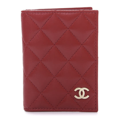Chanel Lambskin Quilted Card Holder Wallet Red 1 of 12