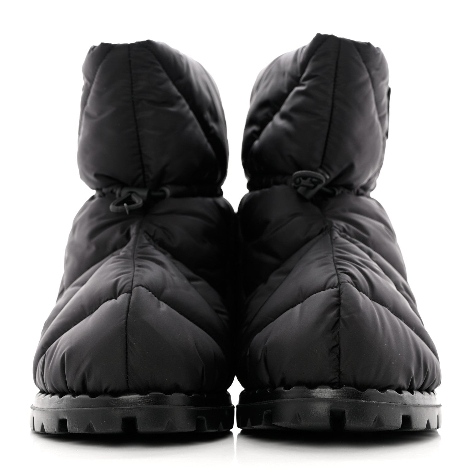 Prada Re-Nylon Piuma Triangle Logo Padded Drawcord 20mm Snow Boots 38.5 Black 2 of 9