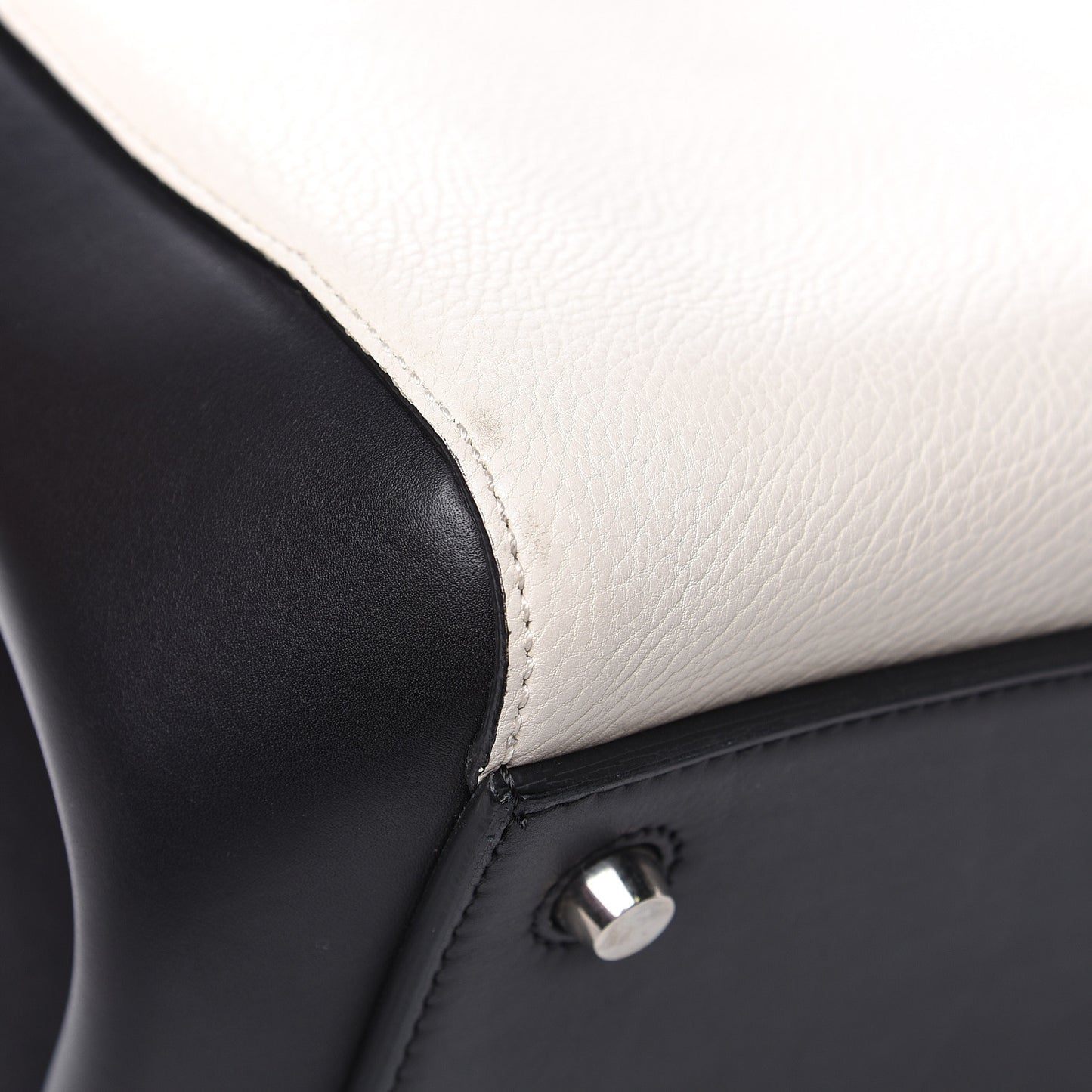 Textured Calfskin Small Bi-Color Edge Shoulder Bag Black Cream