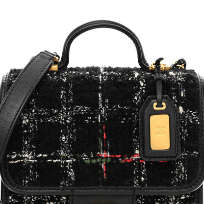 Chanel Tweed School Memory Mini Top Handle Flap Black White 5 of 10